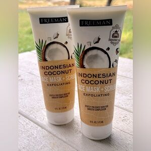 Freeman Indonesian Coconut Face Mask Scrub Unisex Exfoliate 6 oz. - Set of 2